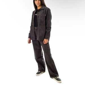 Huf Corduroy Chore Jacket gray button up lagenlook grunge women S casual y2k